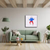 VMens silkscreenprint comic blauwrood middelvinger interieur 1000