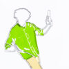 VMens silkscreenprint comic groen detail 1000